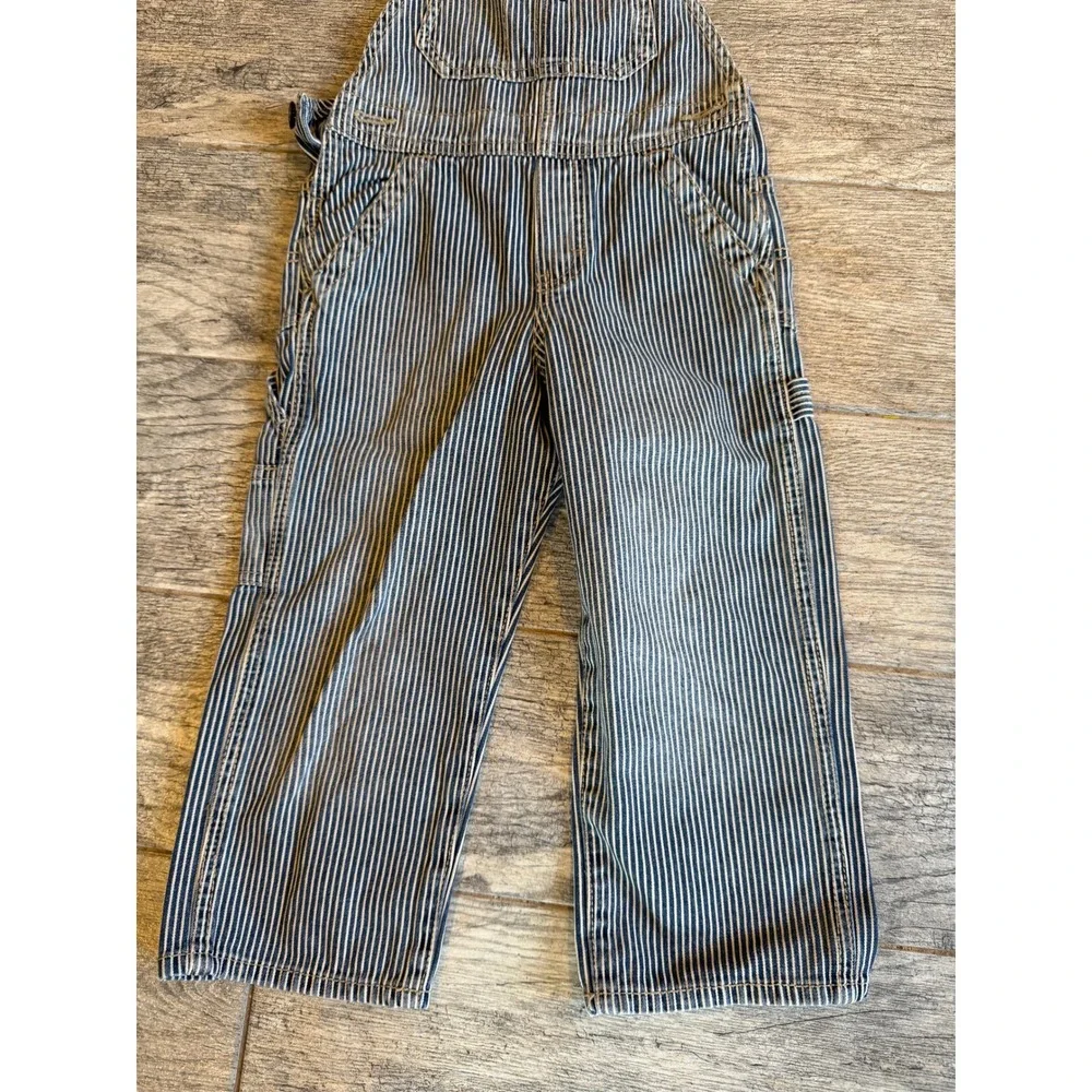 OshKosh B'gosh‎ Overalls Kids 3T Hickory Stripe Denim Carpenter Bibs Vintage